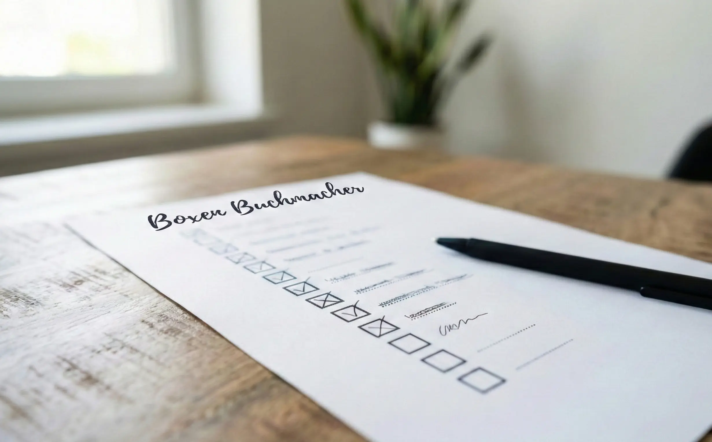 Checkliste mit Bewertungskriterien auf Schreibtisch