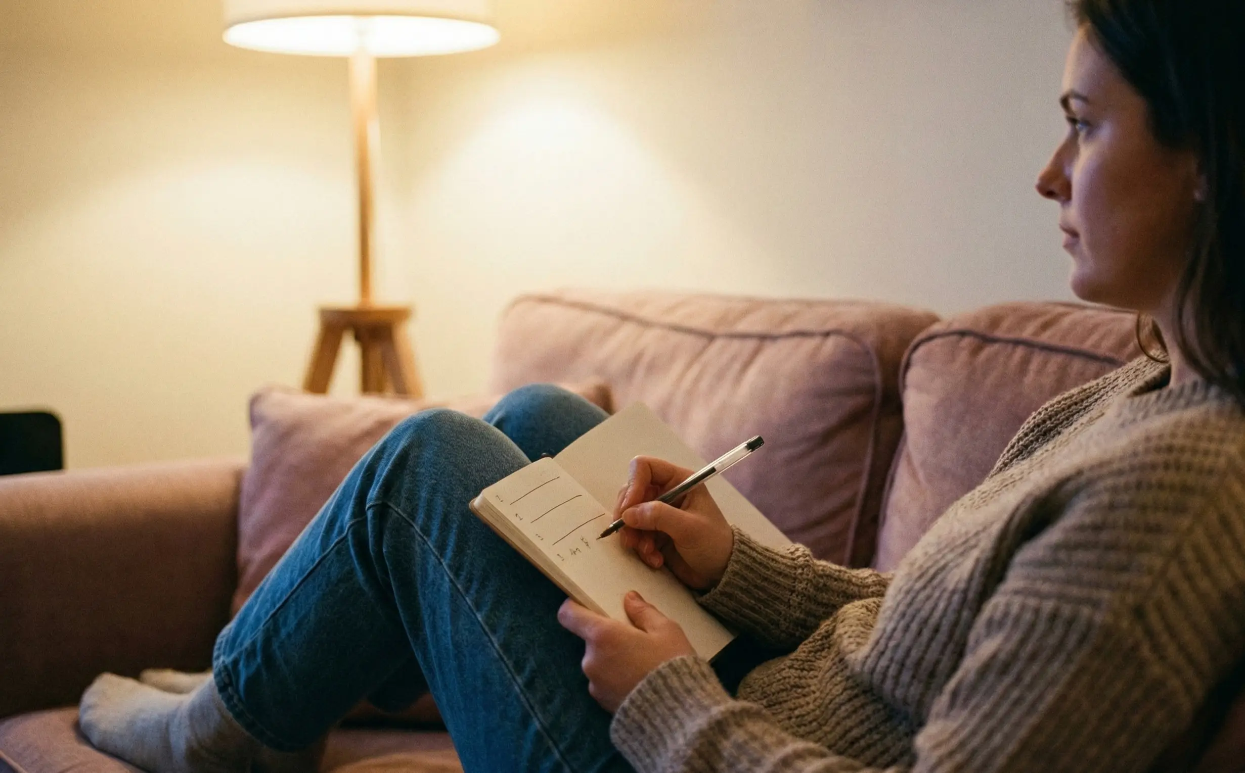 Person macht sich Notizen beim Boxkampf schauen