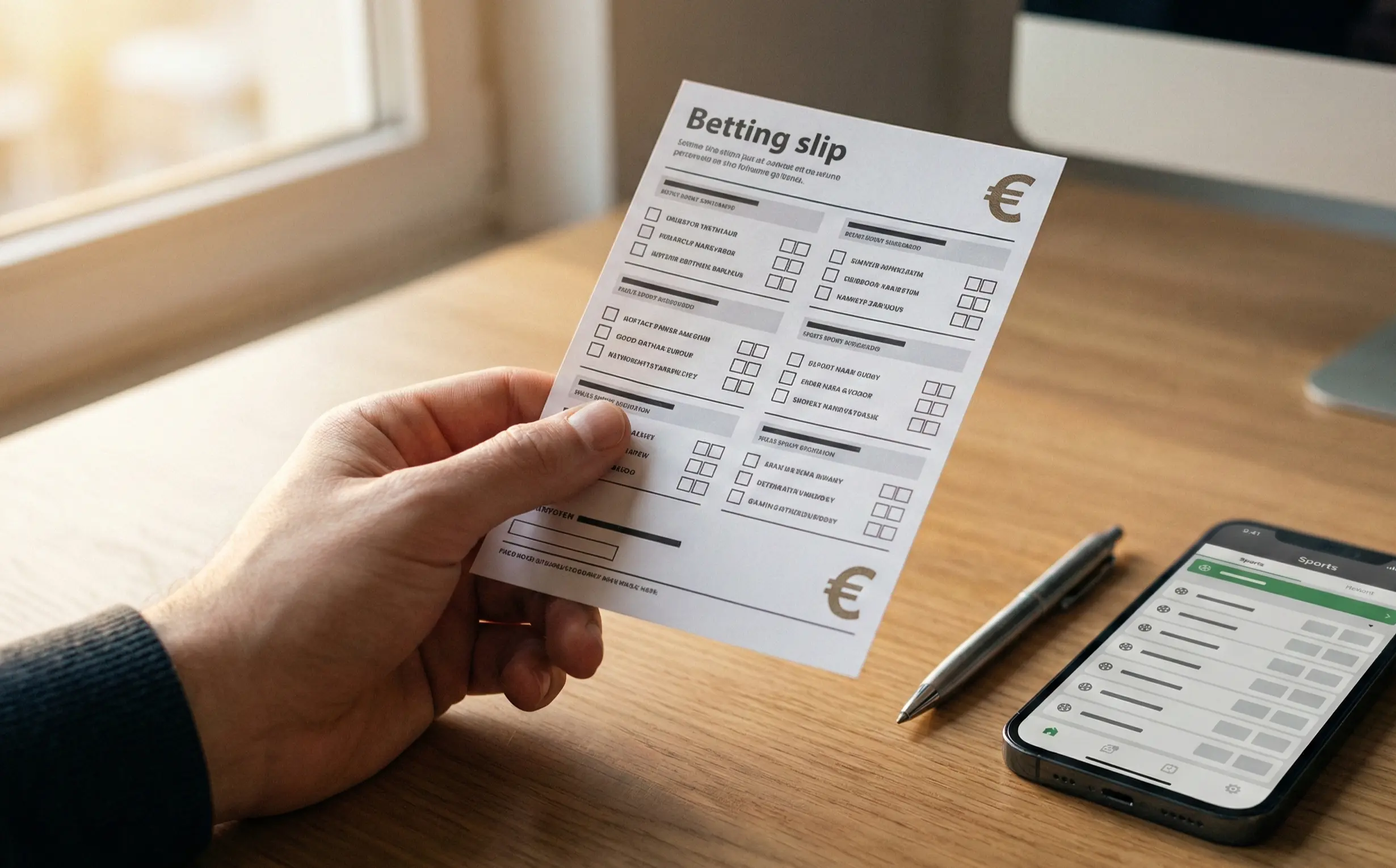 Wettschein mit Boxer-Symbolen und Euro-Zeichen