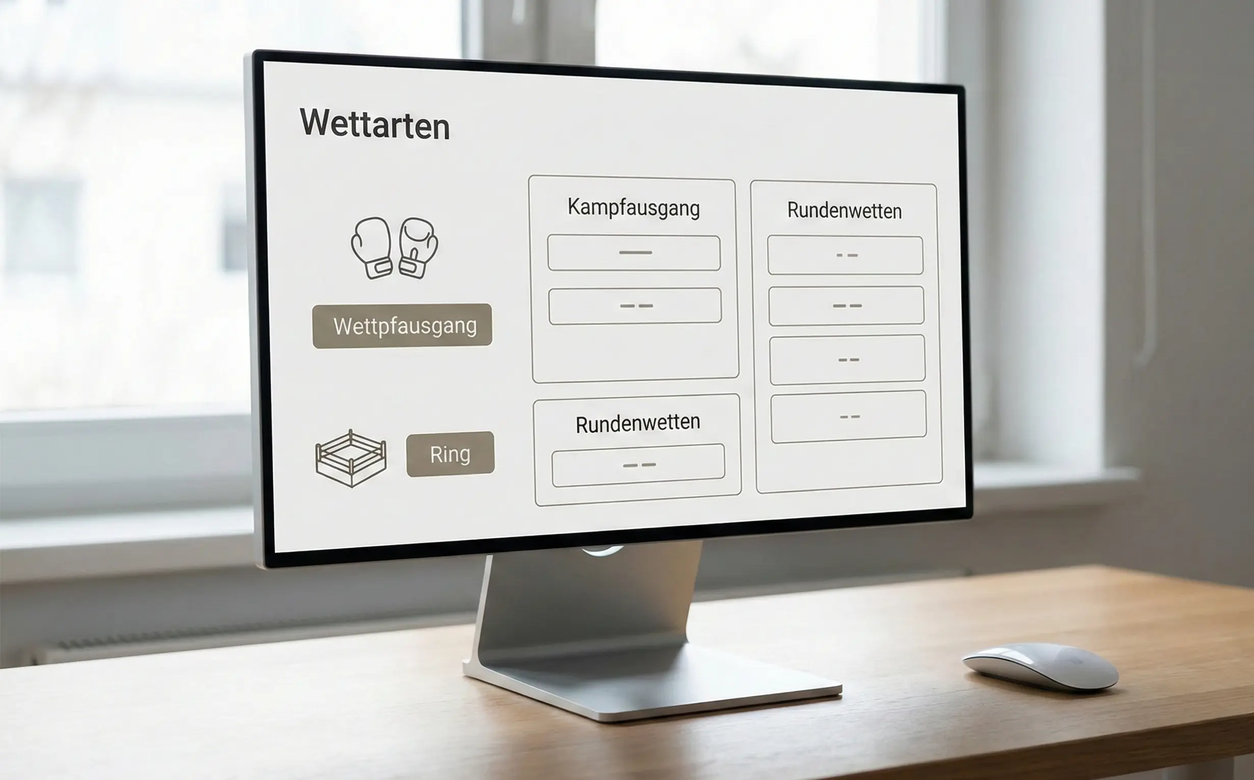 Verschiedene Wettoptionen auf einem Bildschirm dargestellt